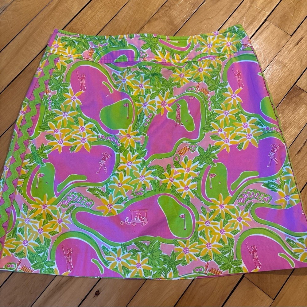 EUC Vintage LILLY PULITZER Golf Skort, pink/green size 2 RARE